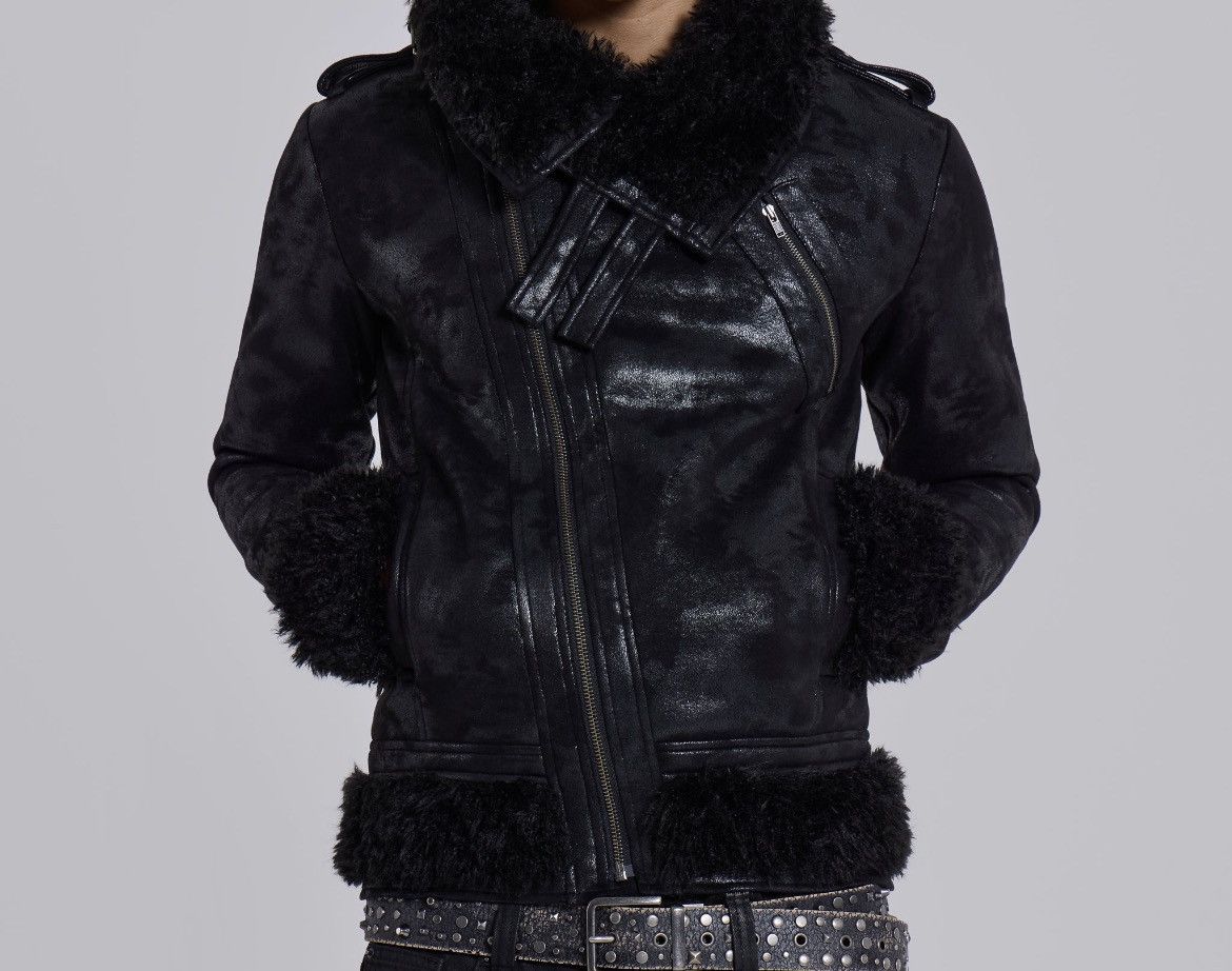 Jaded London Jaded London Black Asymmetric Shearling Jacket (With Tags) Size US M / EU 48-50 / 2 - 12 Thumbnail
