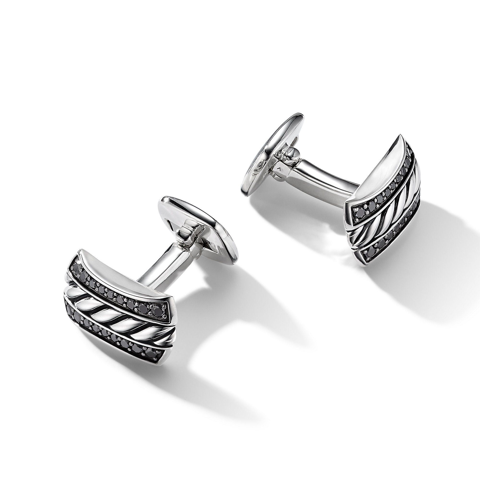 David Yurman o1s1wg111025 C0F516 Size: 6/ Cable Cufflinks in Silver/Black Size ONE SIZE - 2 Thumbnail