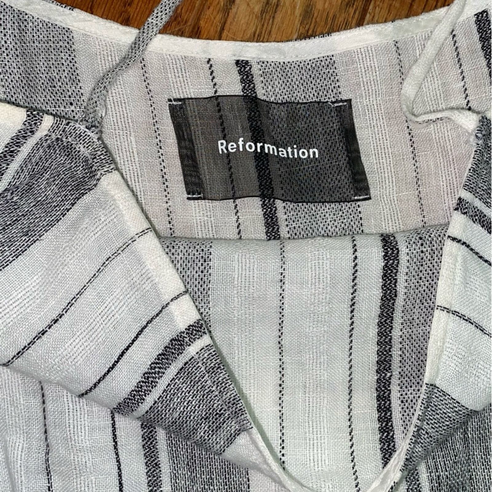 Reformation Reformation $218 “Pineapple' Striped Linen Dress NO BELT XS Size XS / US 0-2 / IT 36-38 - 4 Thumbnail