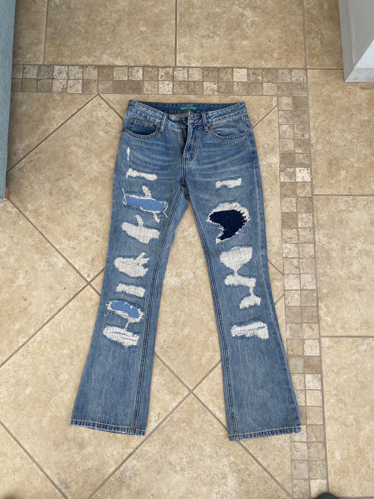Handmade HANDMADE RUST DEBBIE DENIM DISTRESSED BOOTCUT JEANS Grailed