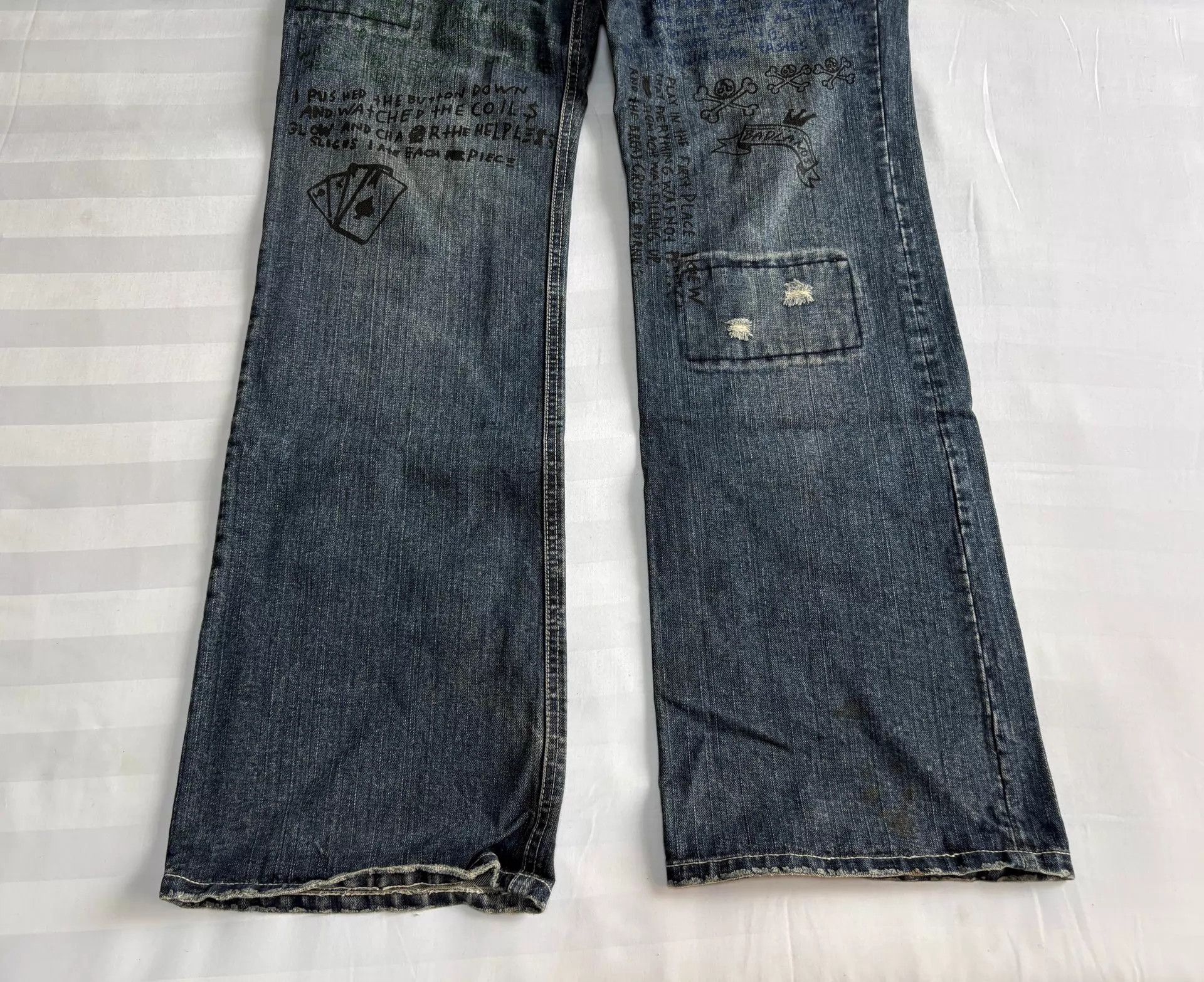 Y's Vintage JPN Denim Jeans Front/Back Graffiti Letter Print Size US 34 / EU 50 - 3 Thumbnail