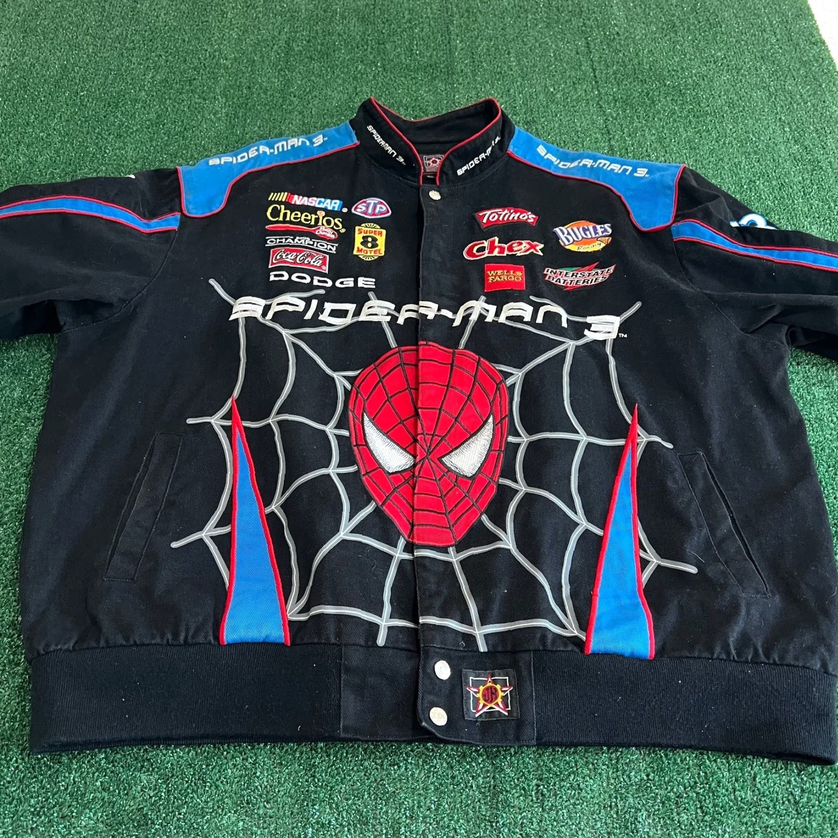 VTG JH Design Spider-Man 3 Racing Jacket Mens 3XL Black Cotton 