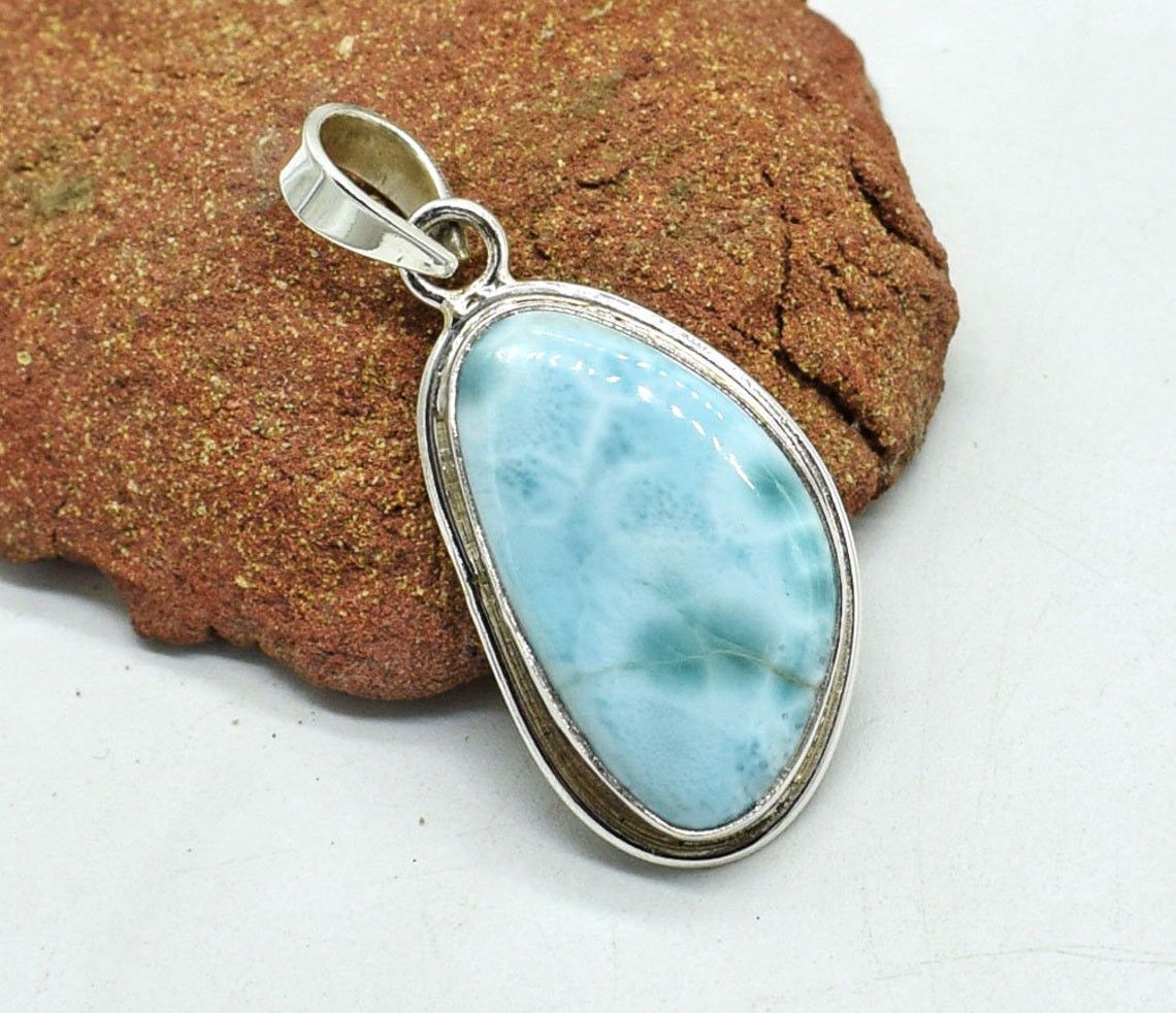 Handmade Blue Larimar Gemstone Pendant, 925 Sterling Silver Pendant, Size ONE SIZE - 4 Thumbnail