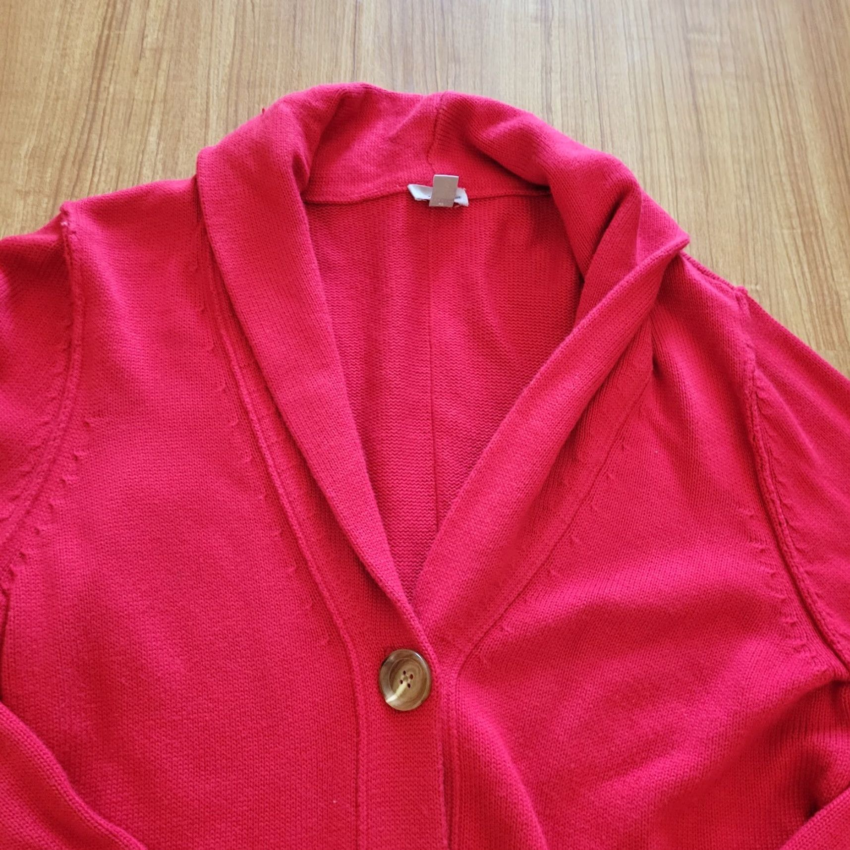 J. Jill J. Jill Cardigan Women Large Red Knit Cotton V-Neck Single Button Casual Sweater Size L / US 10 / IT 46 - 2 Thumbnail