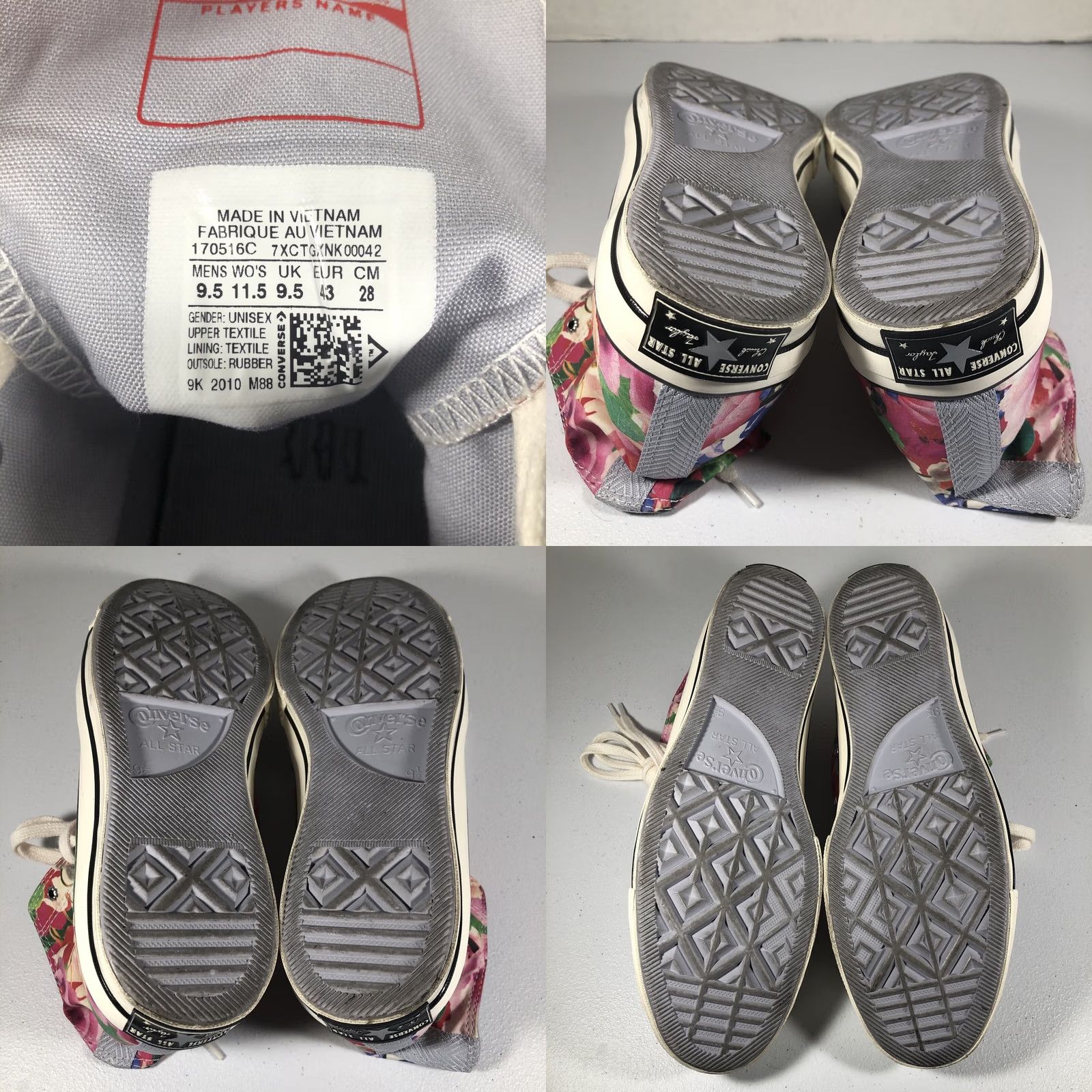 Converse Converse Chuck Taylor Heart of the City Paris Pink Floral Womens 11.5 High Top Sneaker Size US 12 / IT 42 - 9 Thumbnail