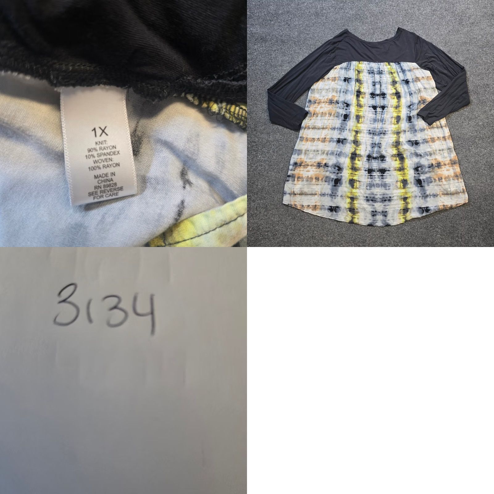 Vintage LOGO Lori Goldstein Top Shirt Womens 1X Gray Tie Dye Back Pockets Stretch Casual Size XL / US 12-14 / IT 48-50 - 8 Thumbnail