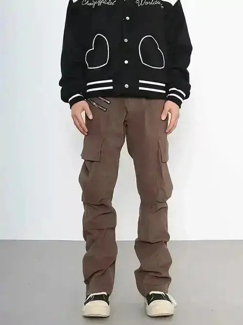 Designer zipper punk fade pleated flared cargo pants Size US 32 / EU 48 - 3 Thumbnail