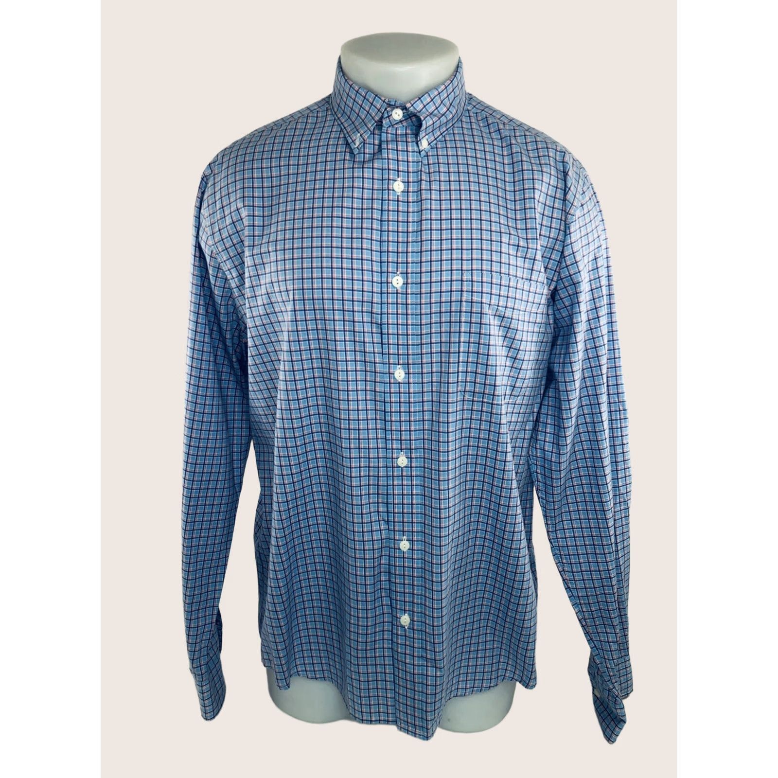 Faherty Faherty Plaid LightWeight Mens L Shirt Long Sleeve Pink Purple Blue Size US L / EU 52-54 / 3 - 1 Thumbnail