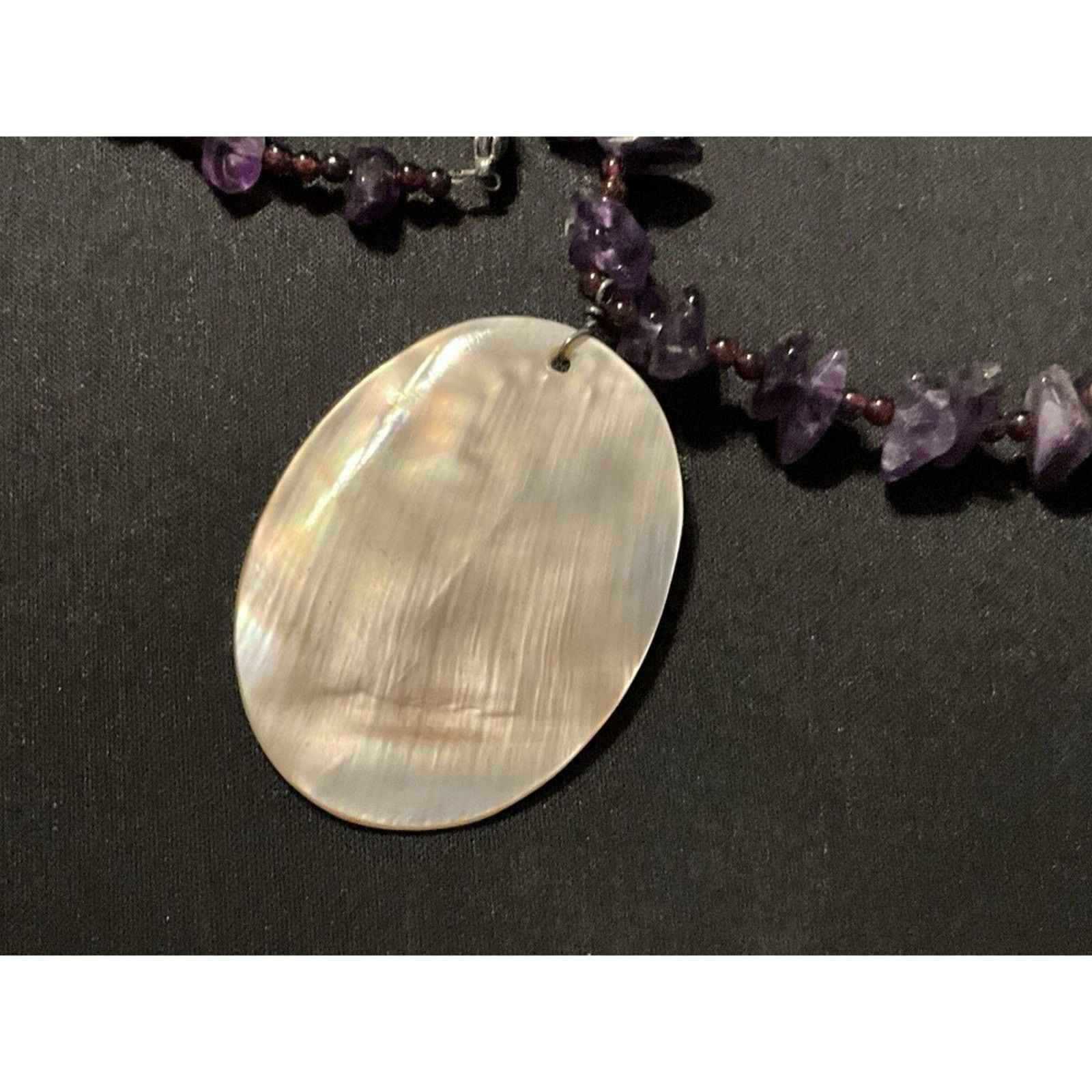 Other Blister Pearl Shell, Amethyst & Garnet Bale Spacers Necklace Size ONE SIZE - 3 Thumbnail