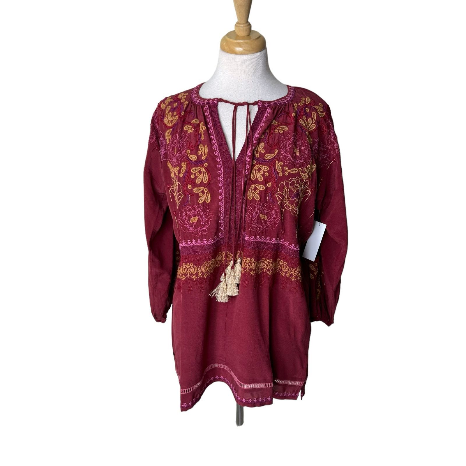 Johnny Was JOHNNY WAS PEYTON TUNIC 100% Silk Currant Size MEDIUM NWT Size M / US 6-8 / IT 42-44 - 3 Thumbnail