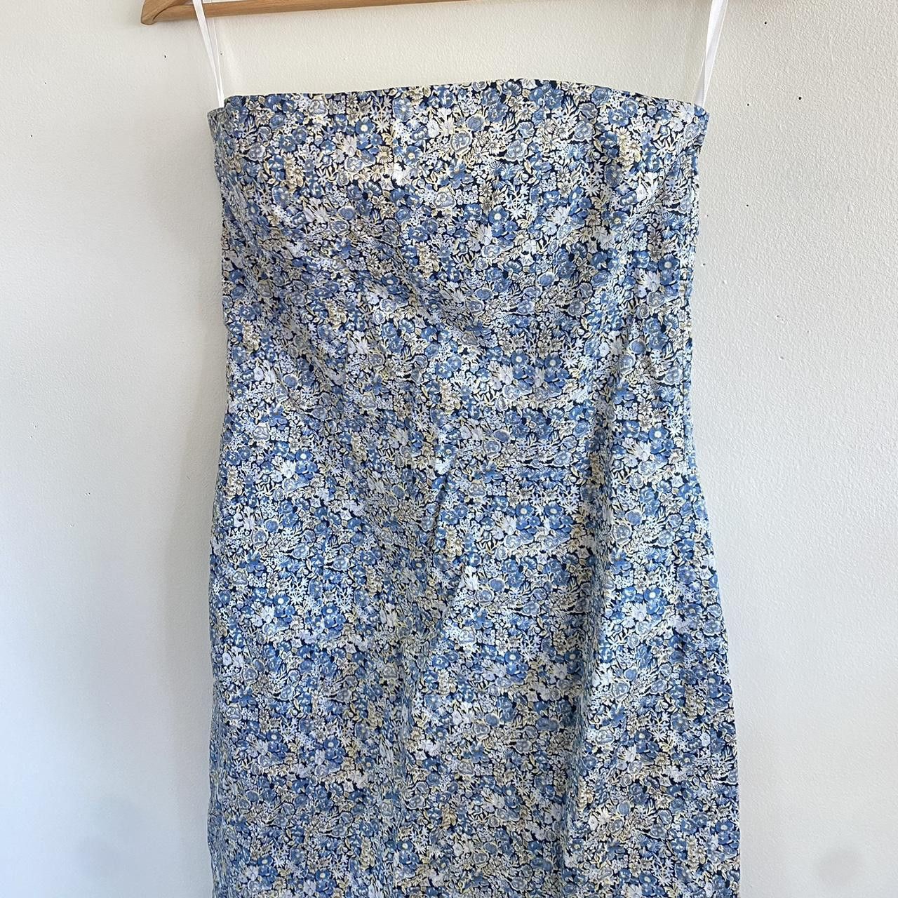 Vintage MADISON BROWN STRAPLESS SMALL BLUE FLORAL VINTAGE DRESS Size S / US 4 / IT 40 - 5 Thumbnail