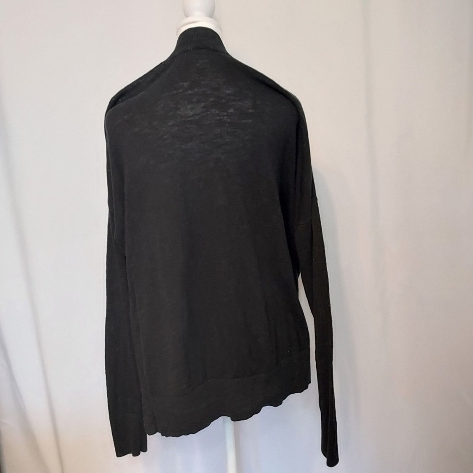 Gap Gap Black Knit Cotton Blend Open Ribbed Cardigan Sweater Size M / US 6-8 / IT 42-44 - 2 Thumbnail