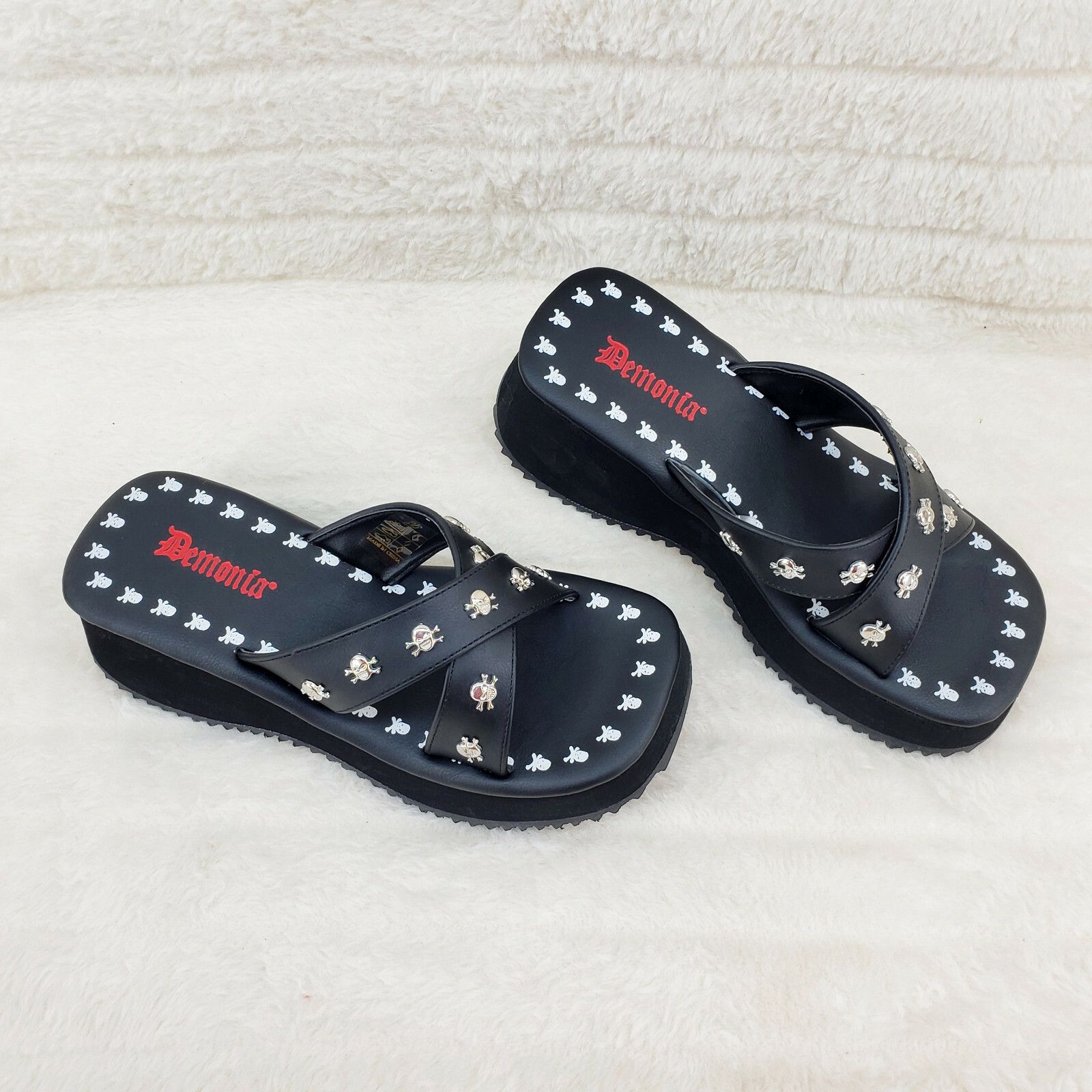 Demonia Cult DEMONIA Flip Demonia Goth Slip On Sandals With Skull Studs N Size US 6 / IT 36 - 1 Thumbnail
