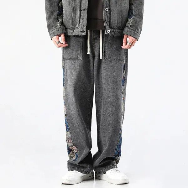 VIBE Jeans baggy wide-leg with bear print outdoor hip-hop style Size US 34 / EU 50 - 2 Thumbnail