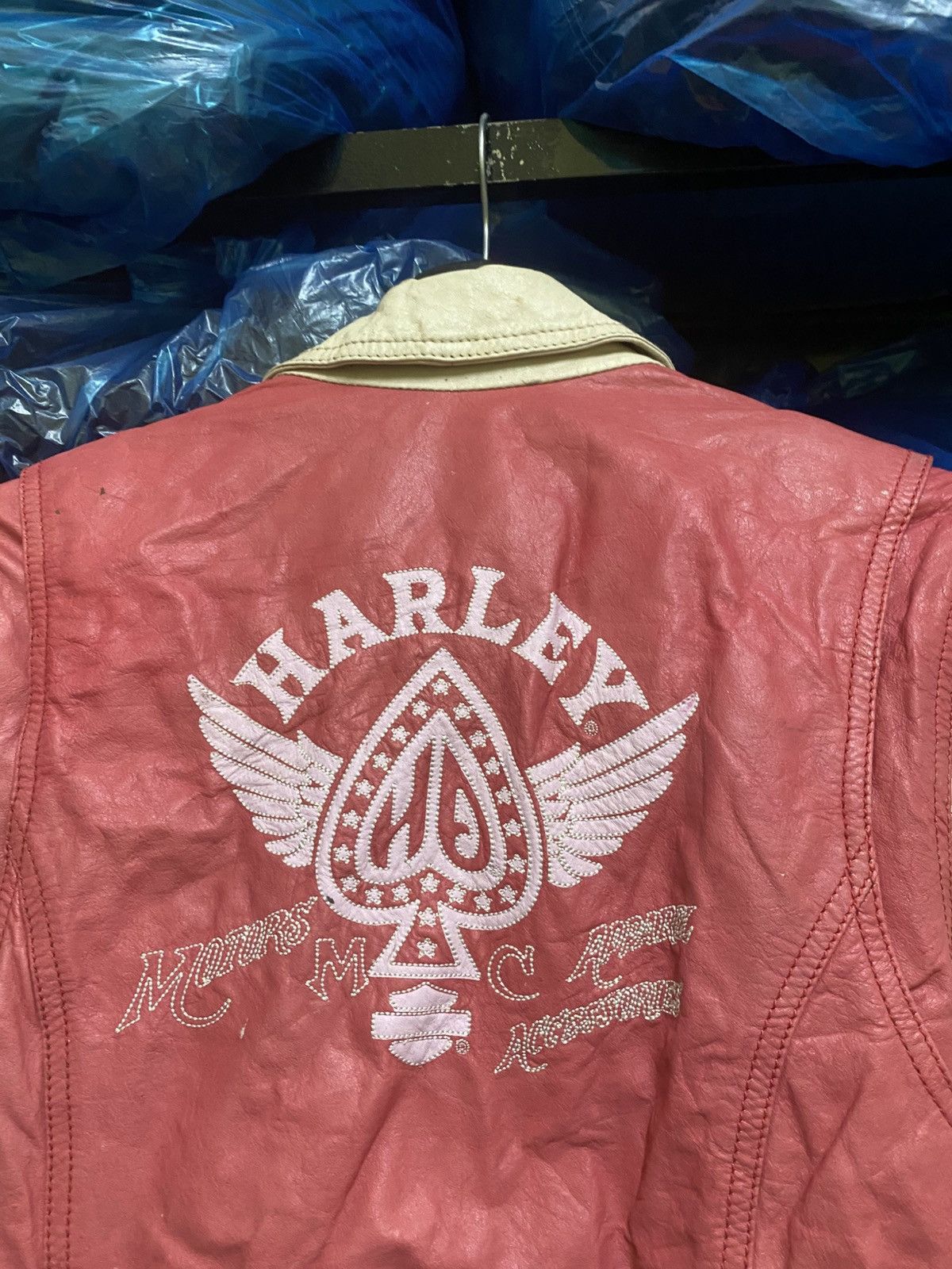 Harley Davidson Vintage Harley-Davidson Red Cream Leather Motorcycle Jacket Size XS / US 0-2 / IT 36-38 - 16 Thumbnail