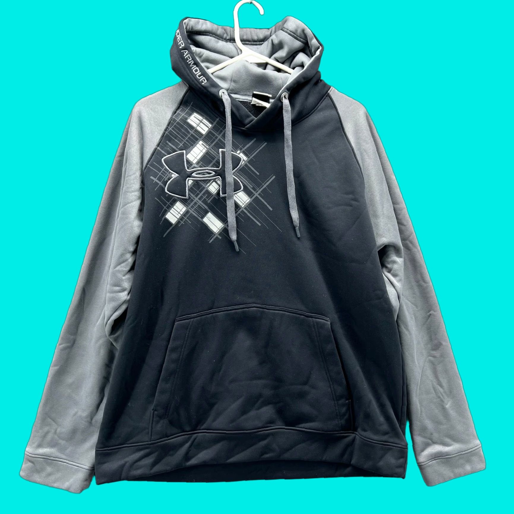 Under Armour VINTAGE Under Armour Hoodie Mens Large Black Grey Pullover Knit UA Logo Jacket Size US L / EU 52-54 / 3 - 1 Thumbnail