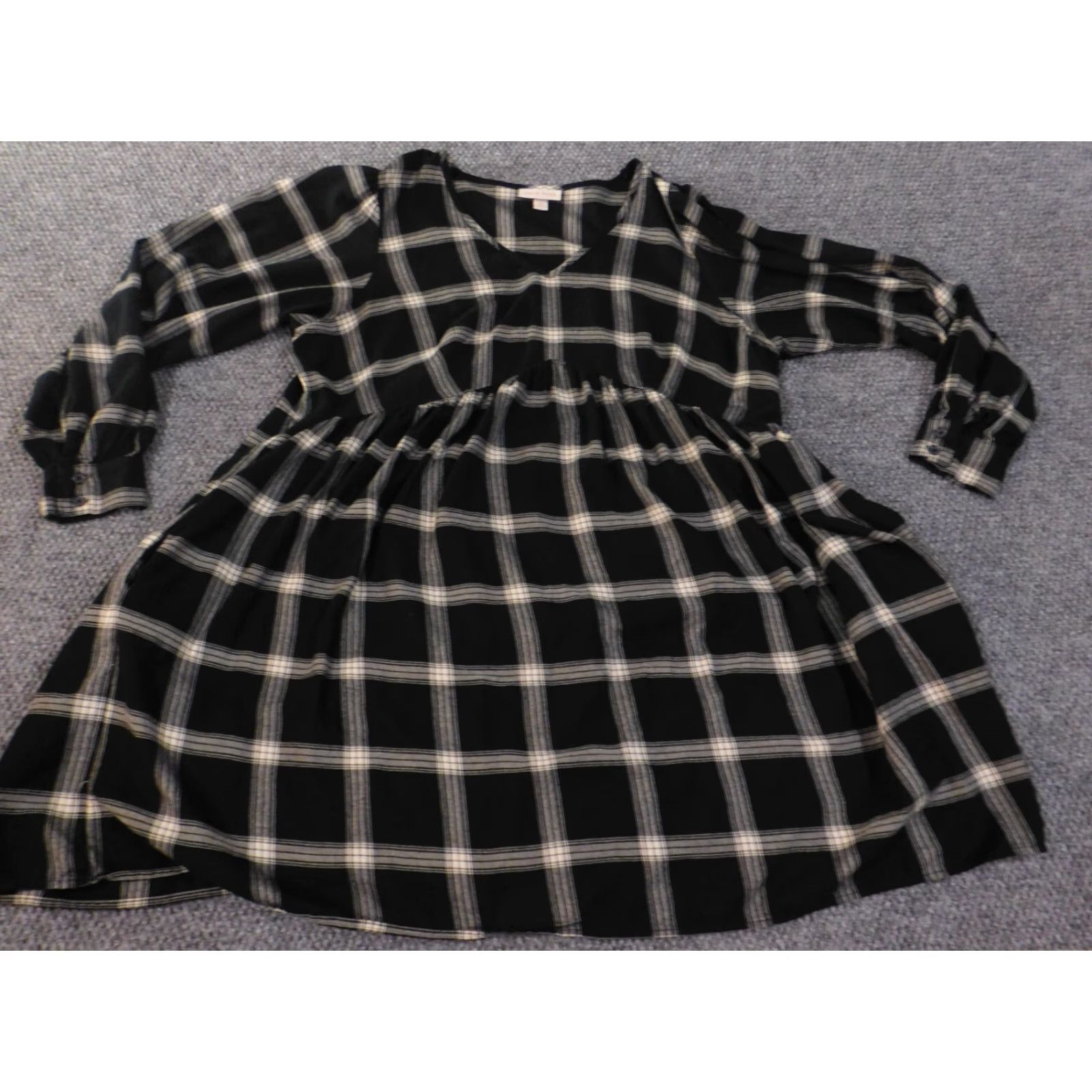 Vintage Knox Rose Dress Womens XXL Black Plaid A-line Designer Cotton Rayon Size XXL / US 16-18 / IT 52-54 - 2 Thumbnail