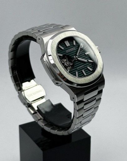 Japanese Brand Seiko Mod Nautilus Dark Green Open Dial Steel Watch 41mm Size ONE SIZE - 4 Thumbnail