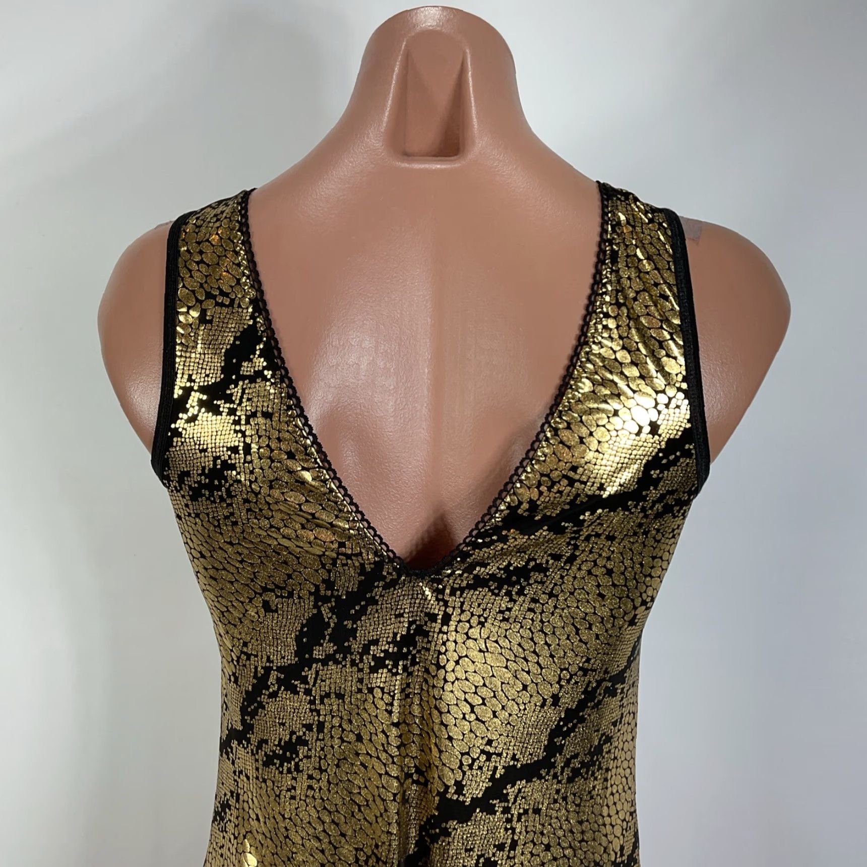 VINTAGE Frederick's of Hollywood Teddy Bodysuit Gold L 1990s Glam Rock Special Occasion Mens Womens Girls Boys