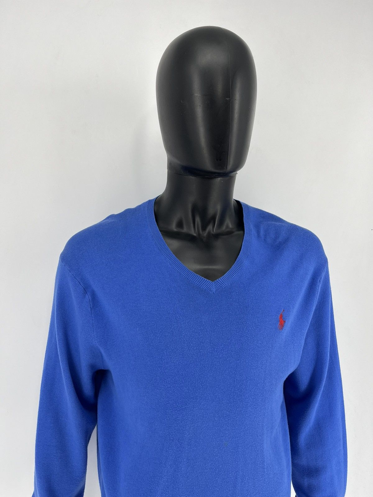 Polo Ralph Lauren × Ralph Lauren × Vintage Vintage Polo Ralph Lauren V-Neck Sweater 90s Navy Size US L / EU 52-54 / 3 - 3 Thumbnail
