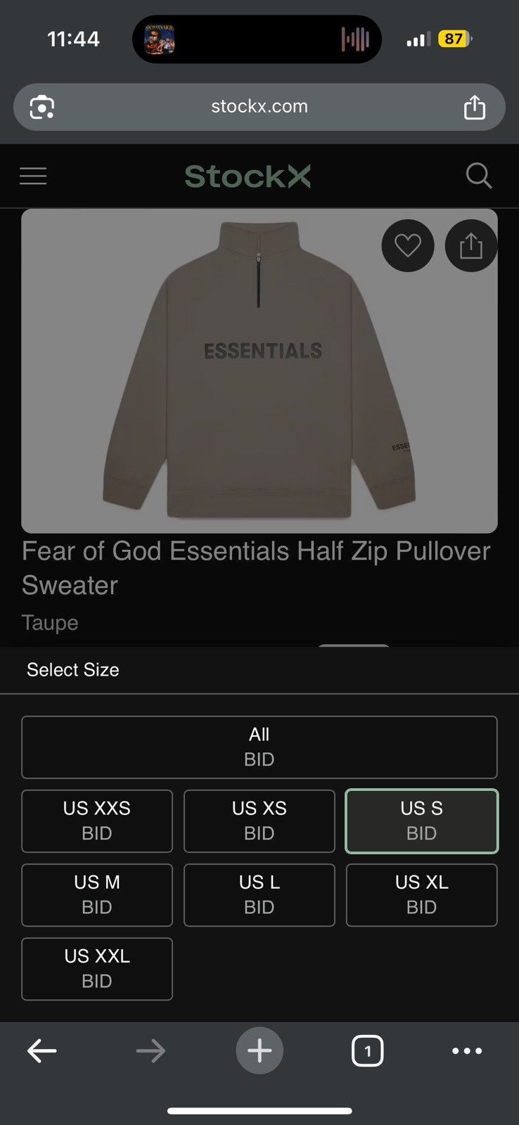 Fear of God 💥Fear of God Essentials Half Zip Pullover SZ Small Taupe Size US S / EU 44-46 / 1 - 16 Thumbnail