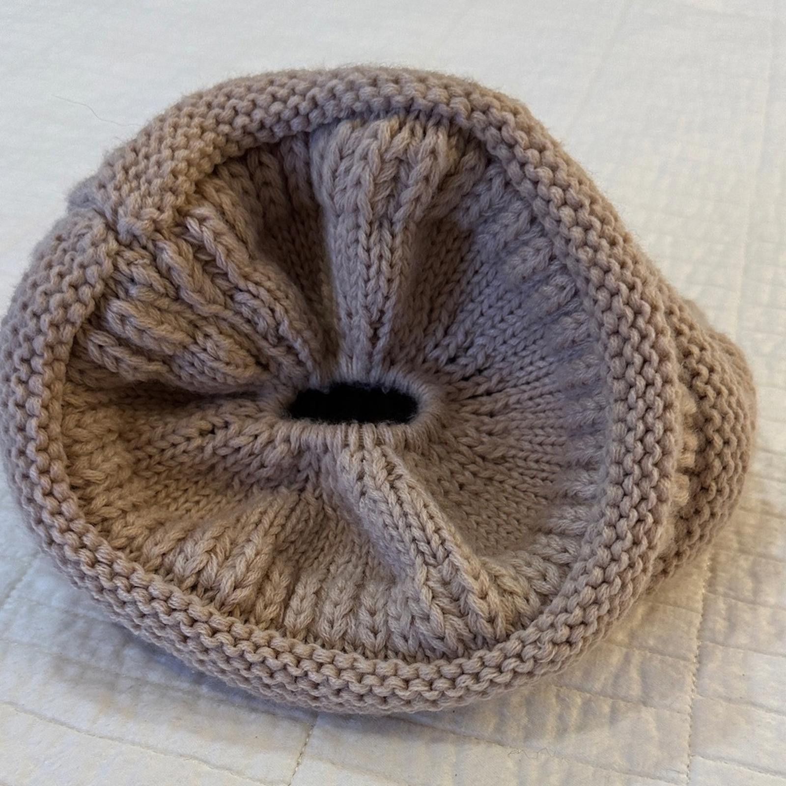 Ccm C.C High Pony Beanie Hat Like New Khaki Beige brown color Size ONE SIZE - 3 Thumbnail