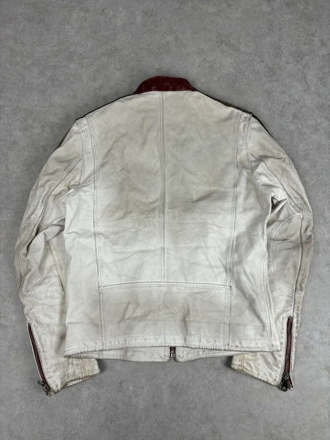 Dolce & Gabbana 2000s Dolce & Gabbana Biker White Faded Leather Jacket Size US M / EU 48-50 / 2 - 5 Thumbnail