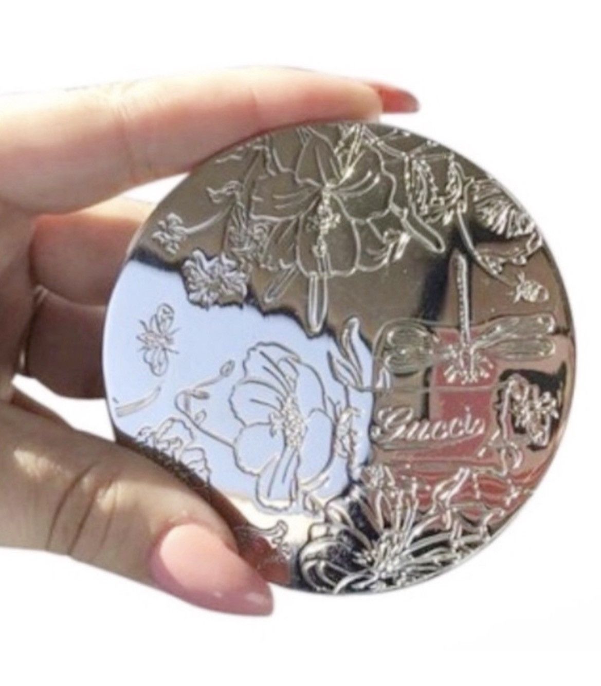 Gucci Authentic Gucci Floral Silver Toned Hand Bag Mirror Size ONE SIZE - 2 Thumbnail