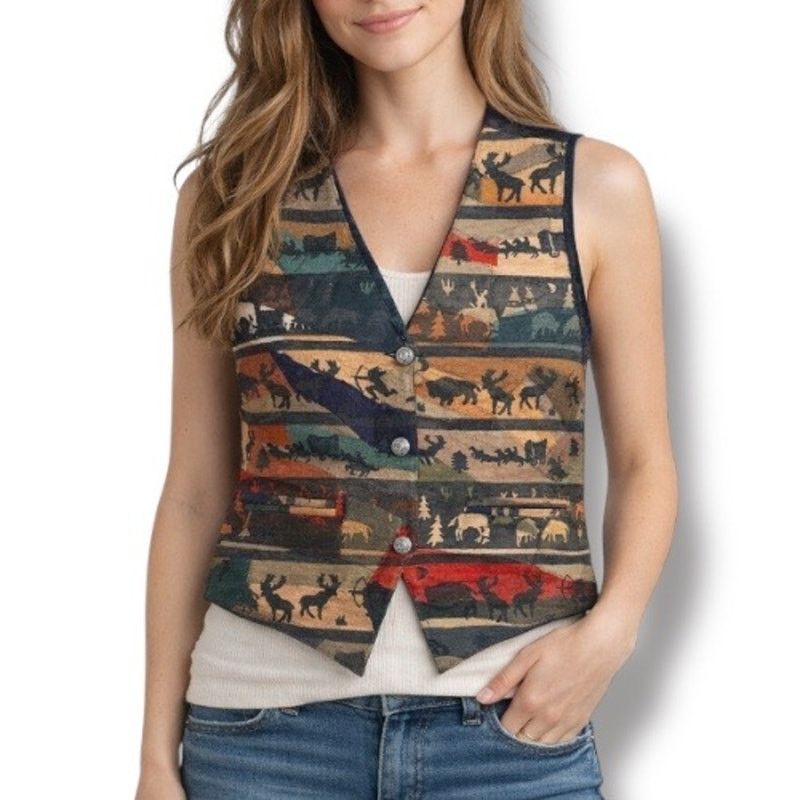 Vintage Vintage Genuine Leather Western Patchwork Wildlife Vest Size S / US 4 / IT 40 - 8 Thumbnail