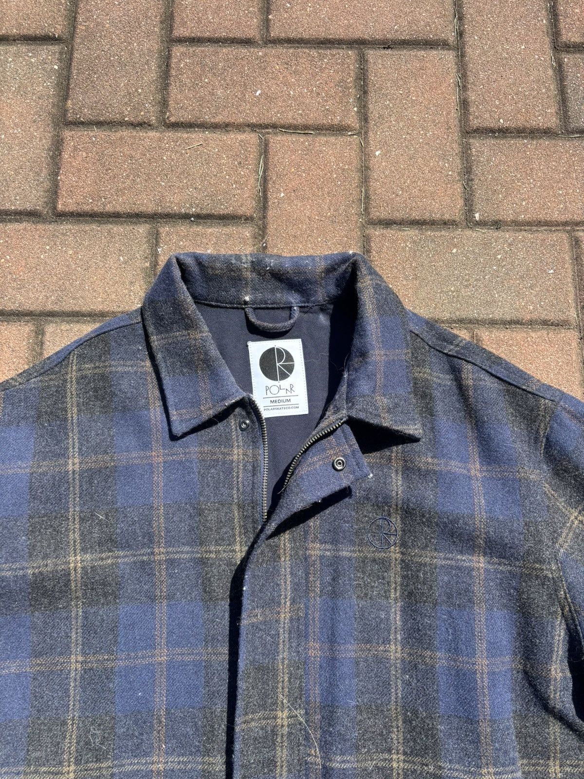 Polar Skate Co. Polar Skate Co. Wool Plaid Zip Jacket – Navy/Brown (M) Size US M / EU 48-50 / 2 - 2 Thumbnail