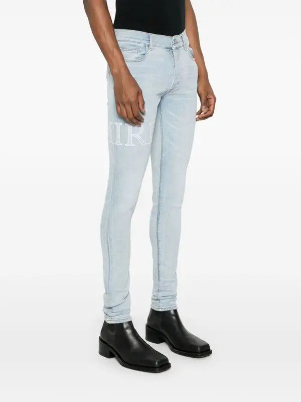Amiri oc11z1125 Bandana-Jacquard Logo-Appliqué Jeans in Blue Size US 30 / EU 46 - 3 Thumbnail