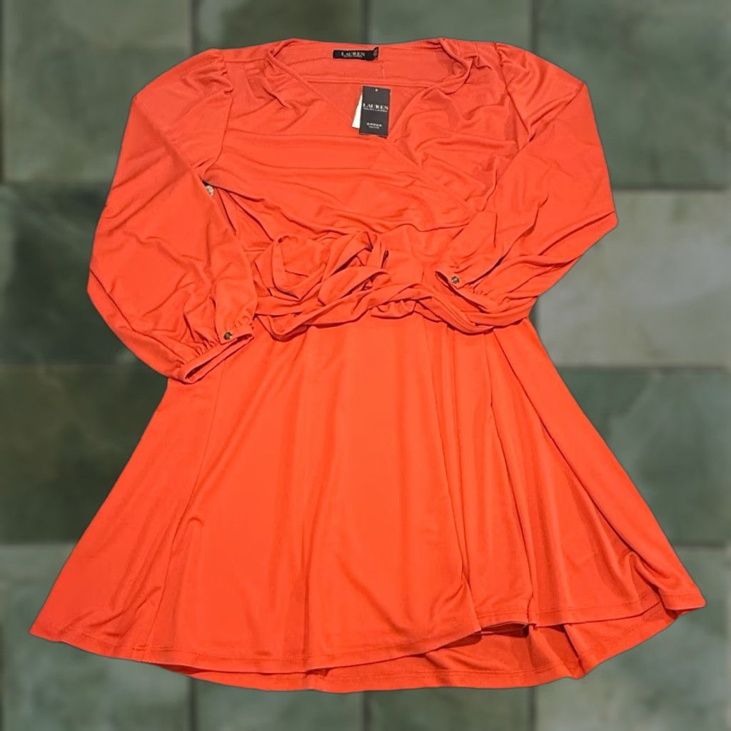 Ralph Lauren Lauren Ralph Lauren Black Label A-Line Tie Waist Dress Midi 14P Size XL / US 12-14 / IT 48-50 - 1 Thumbnail