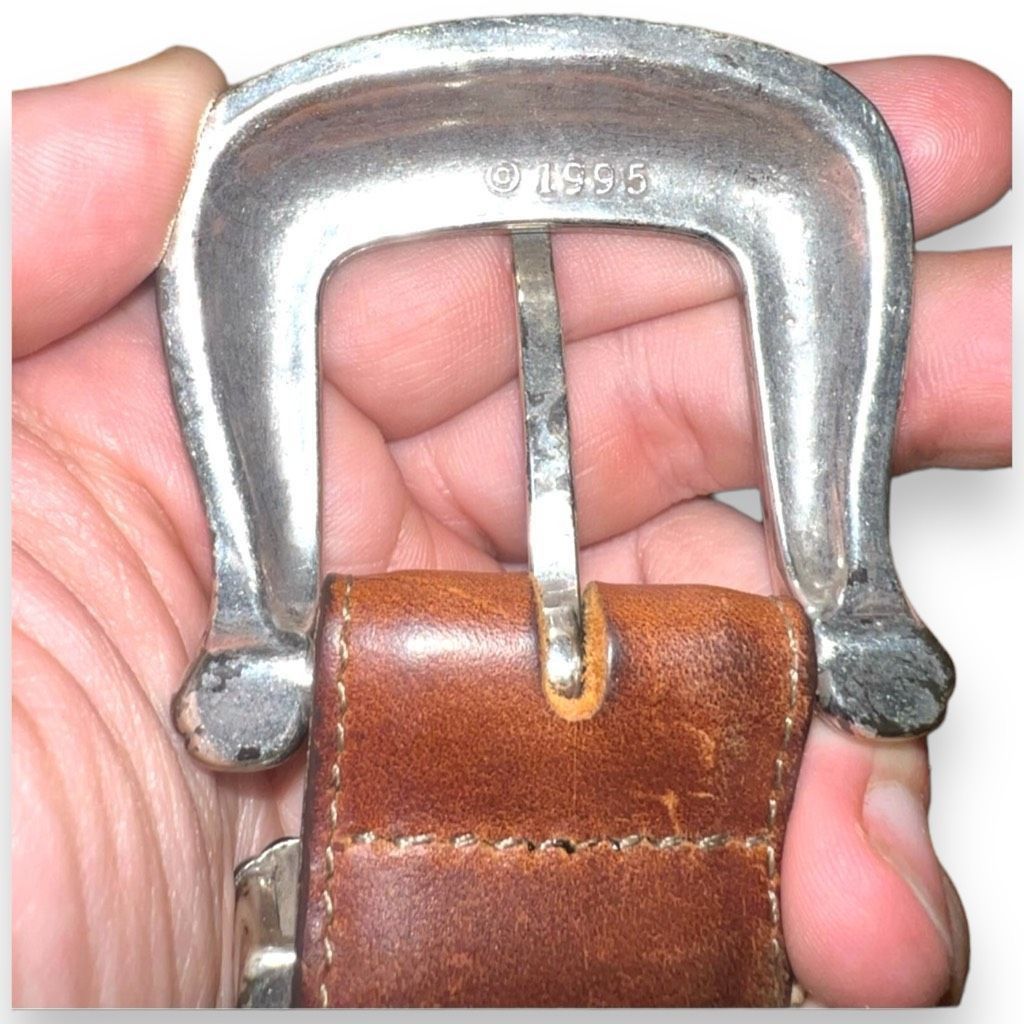 Brighton Brown Brighton Vintage Sterling Silver Leather Belt Size 33 Size ONE SIZE - 10 Thumbnail