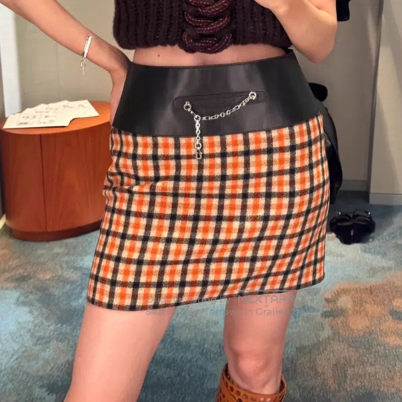 Hermes Hermes Double Faced Cashmere and Leather Skirt Size 24" / US 00 / IT 34 - 8 Thumbnail