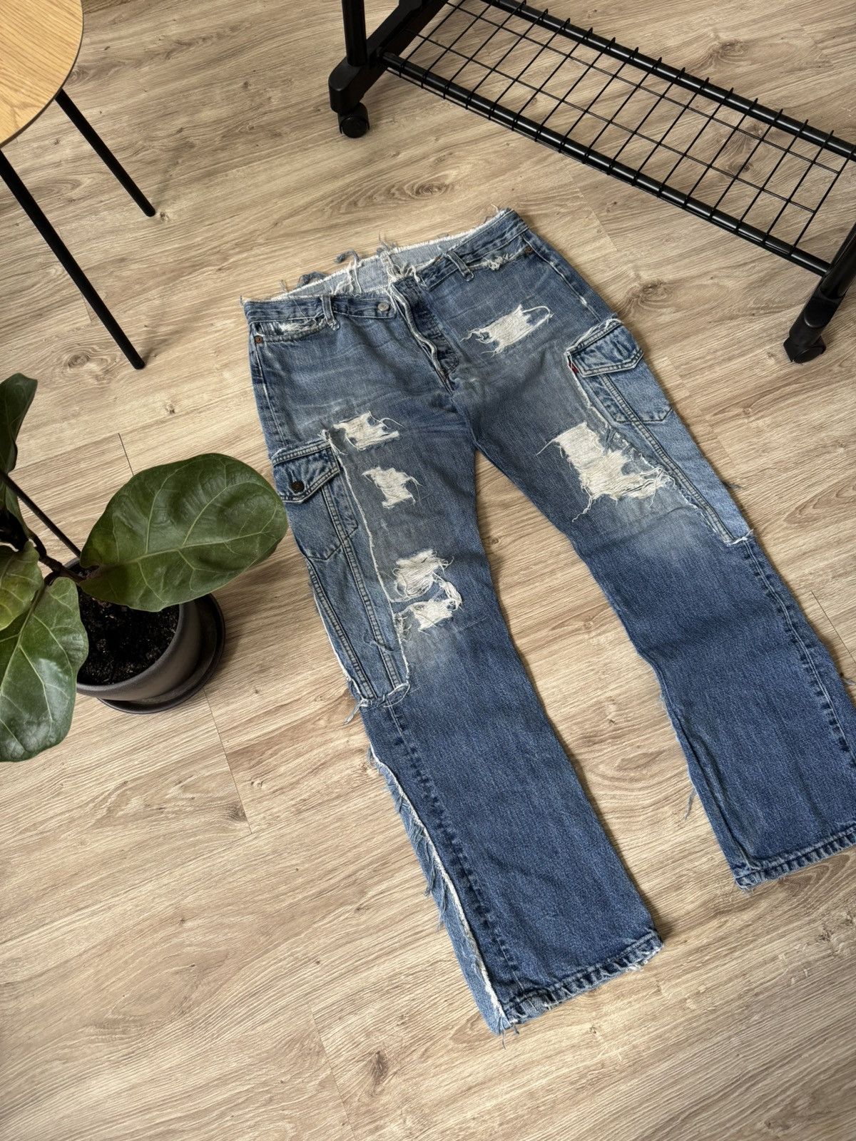 Levi's Vintage Y2K Levi’s Custom Patchwork Distressed Denim Jeans Size US 34 / EU 50 - 2 Thumbnail