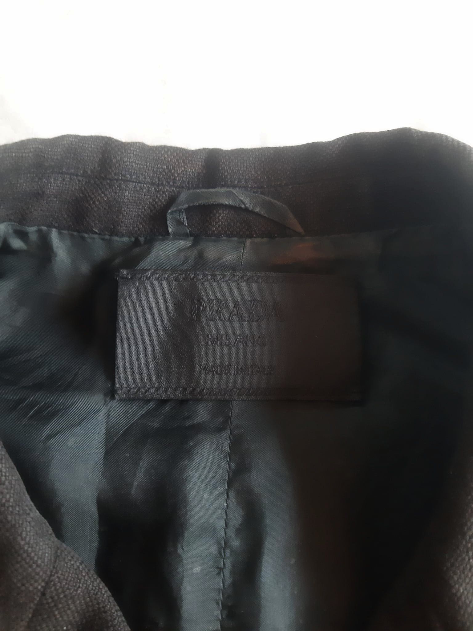 Prada Prada SS 1998 Leather Details Linen Cropped Jacket Size 40R - 7 Thumbnail