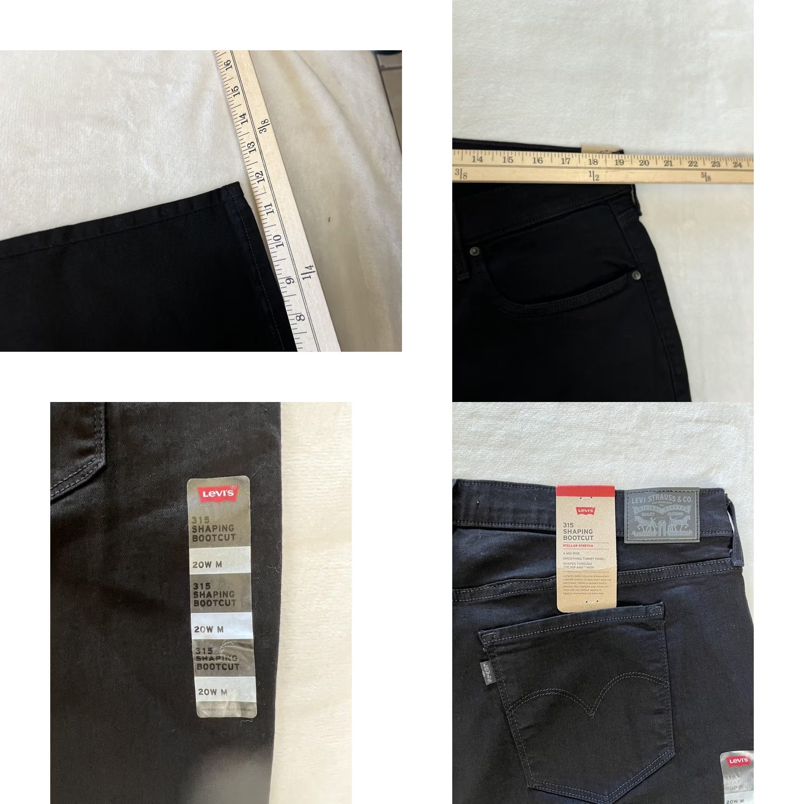 Levi's Levi's 315 Shaping Bootcut Jeans Womens 20W M Black Wash Mid Rise Stretch Boots Cut Denim Cotton Polyester Spandex Jeans Womens 5-Pocket Design N/A Size 42" / US 20 - 8 Thumbnail