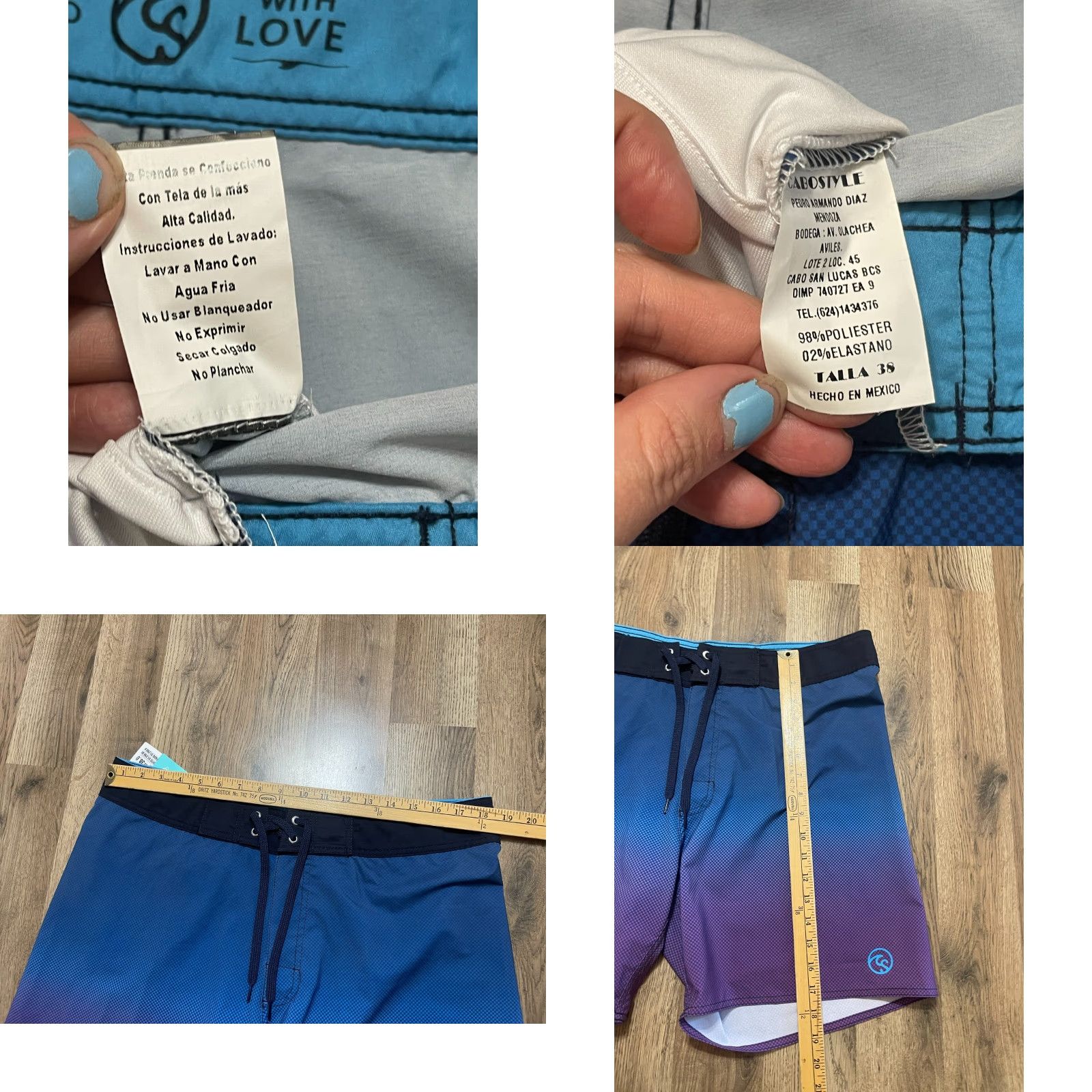 Vintage NWT Desde Mexico Shorts Men's 38 Blue Black Purple Swim Trunks Size US 38 / EU 54 - 8 Thumbnail
