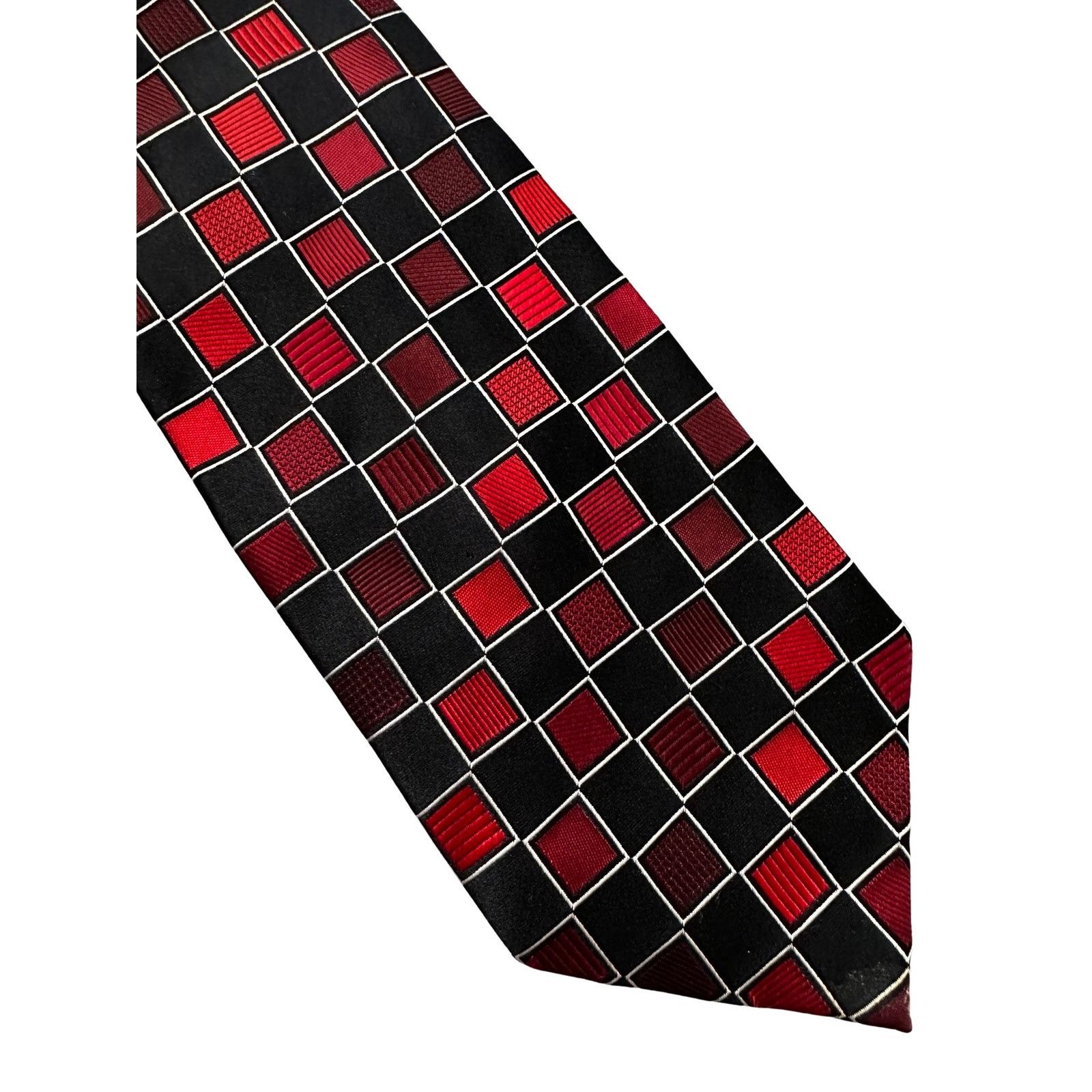 Vintage Vintage Ertu Black Red Checkered Silk Necktie Size ONE SIZE - 1 Thumbnail