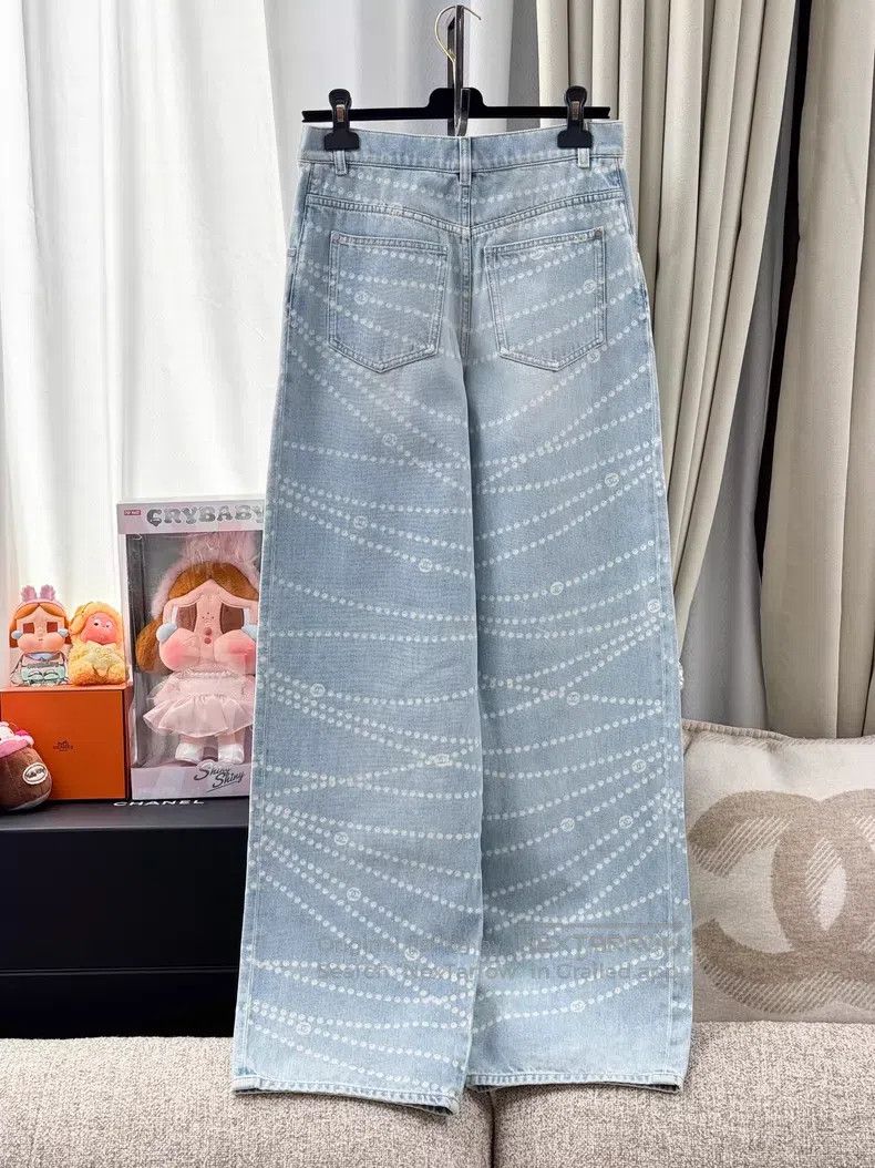 Chanel Chanel Pearl denim wide-leg pants Size 24" / US 00 / IT 34 - 2 Thumbnail