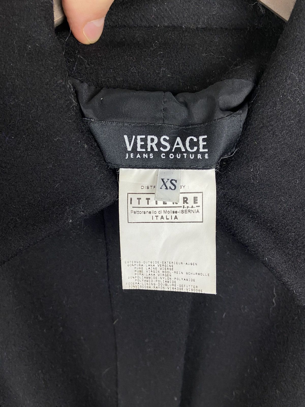 Versace Jeans Couture Vintage Versace Jeans Couture Black Womens Wool Belt Coat Size XS / US 0-2 / IT 36-38 - 11 Thumbnail
