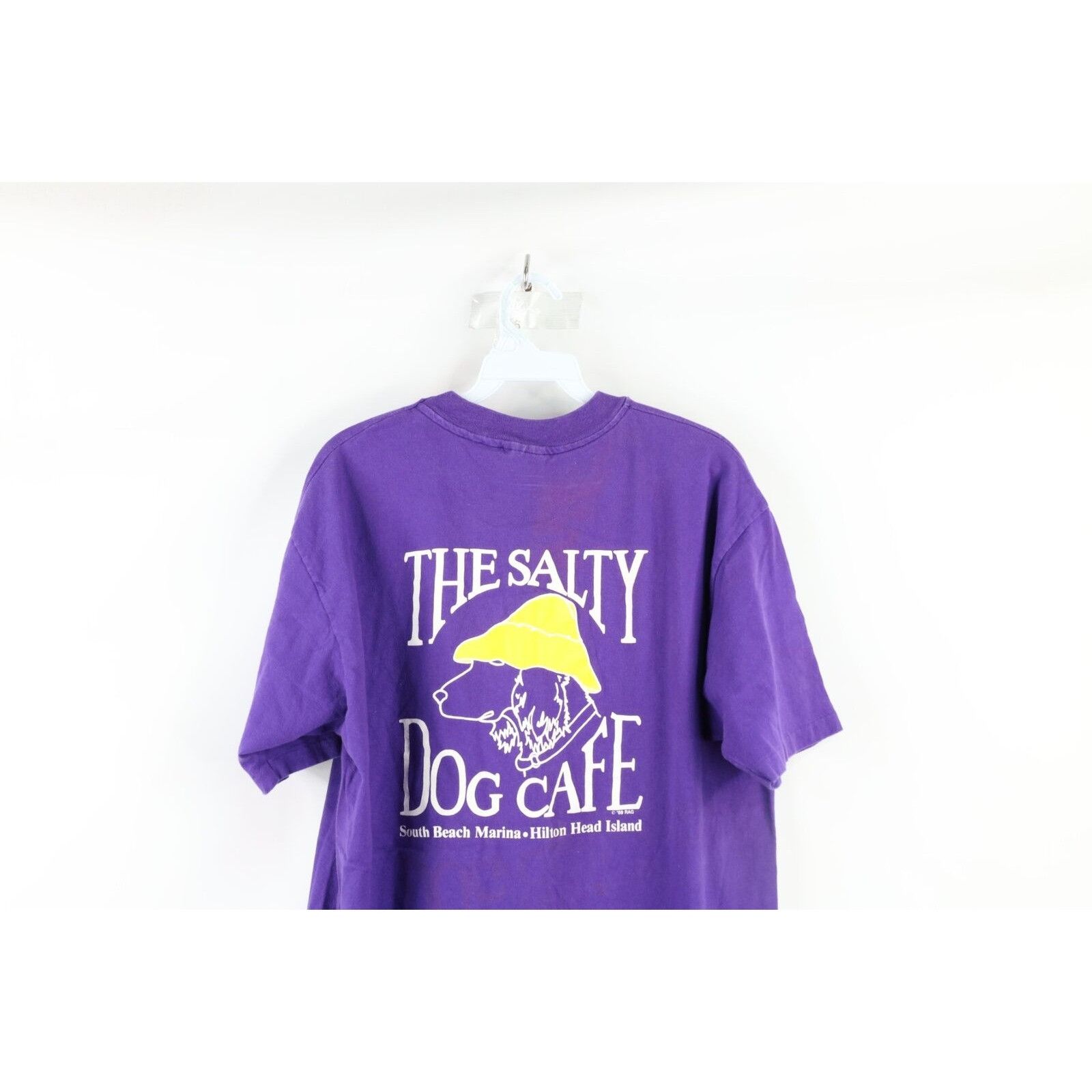 Vintage Vintage 80s Salty Dog Cafe Distressed Spell Out T-Shirt Size US XL / EU 56 / 4 - 9 Thumbnail