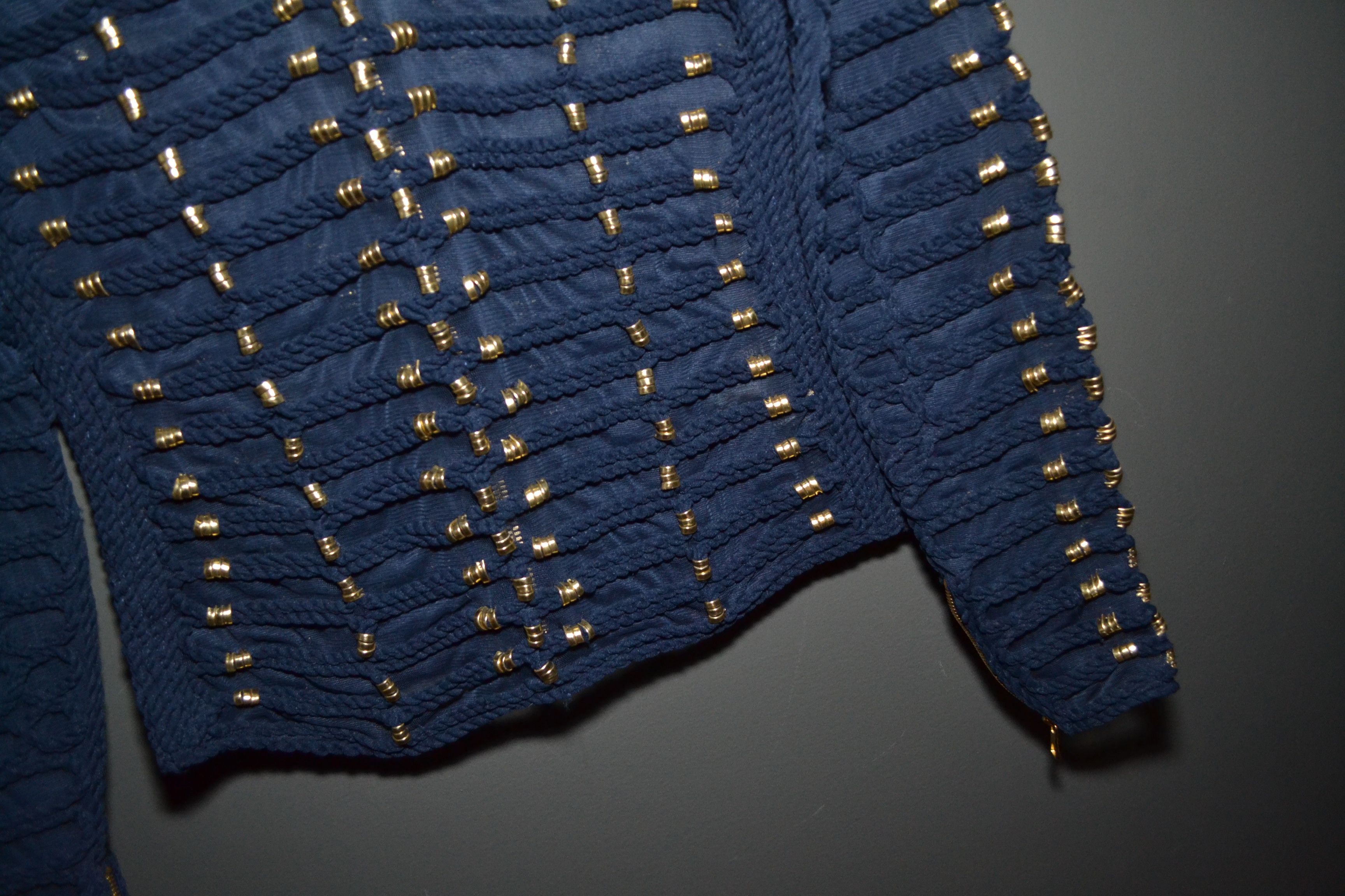 Balmain × H&M BALMAIN x H&M Blue Braided Embroidered Rope Blouse Top US 6 Size M / US 6-8 / IT 42-44 - 9 Thumbnail