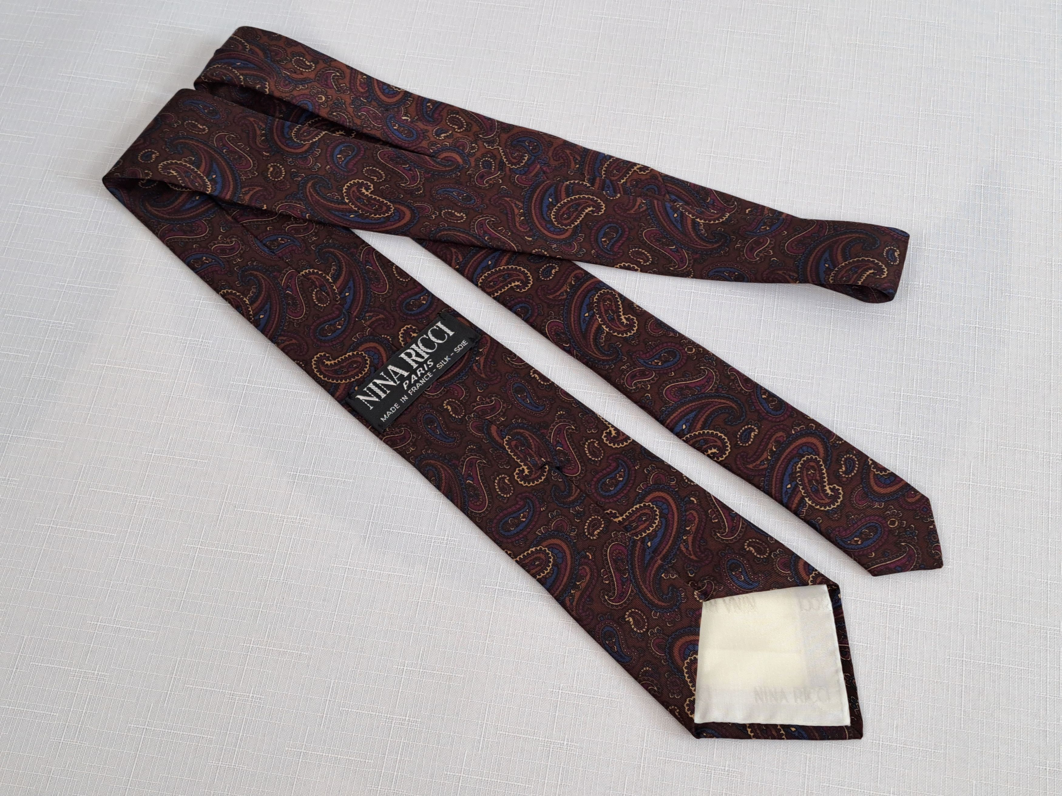 Designer NINA RICCI paisley pattern silk tie. Made in France Size ONE SIZE - 3 Thumbnail
