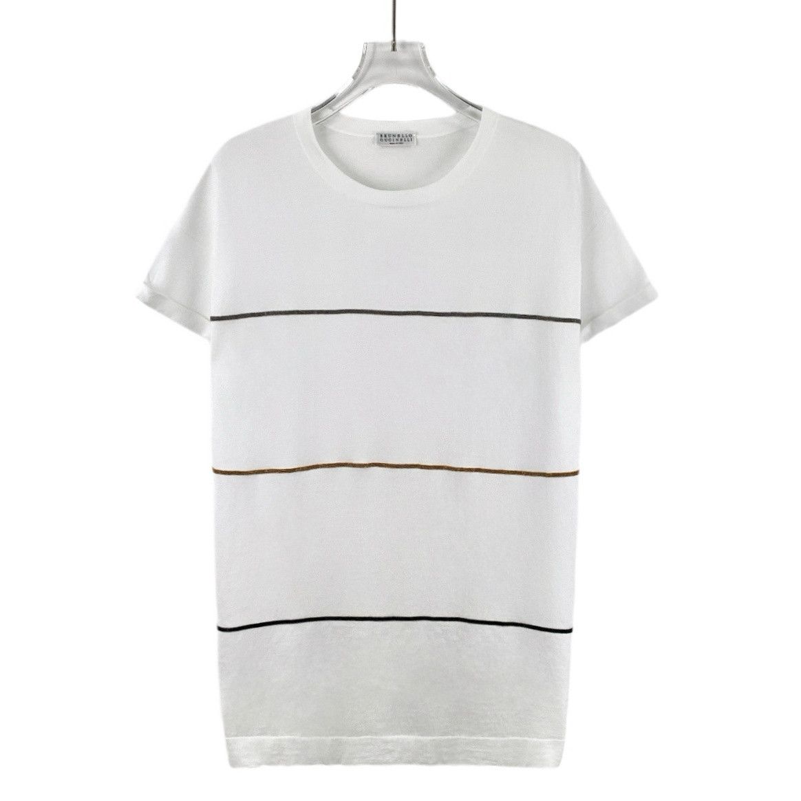 Brunello Cucinelli Brunello Cucinelli Tee – White Stripe Cotton (Size M) Size US M / EU 48-50 / 2 - 1 Thumbnail