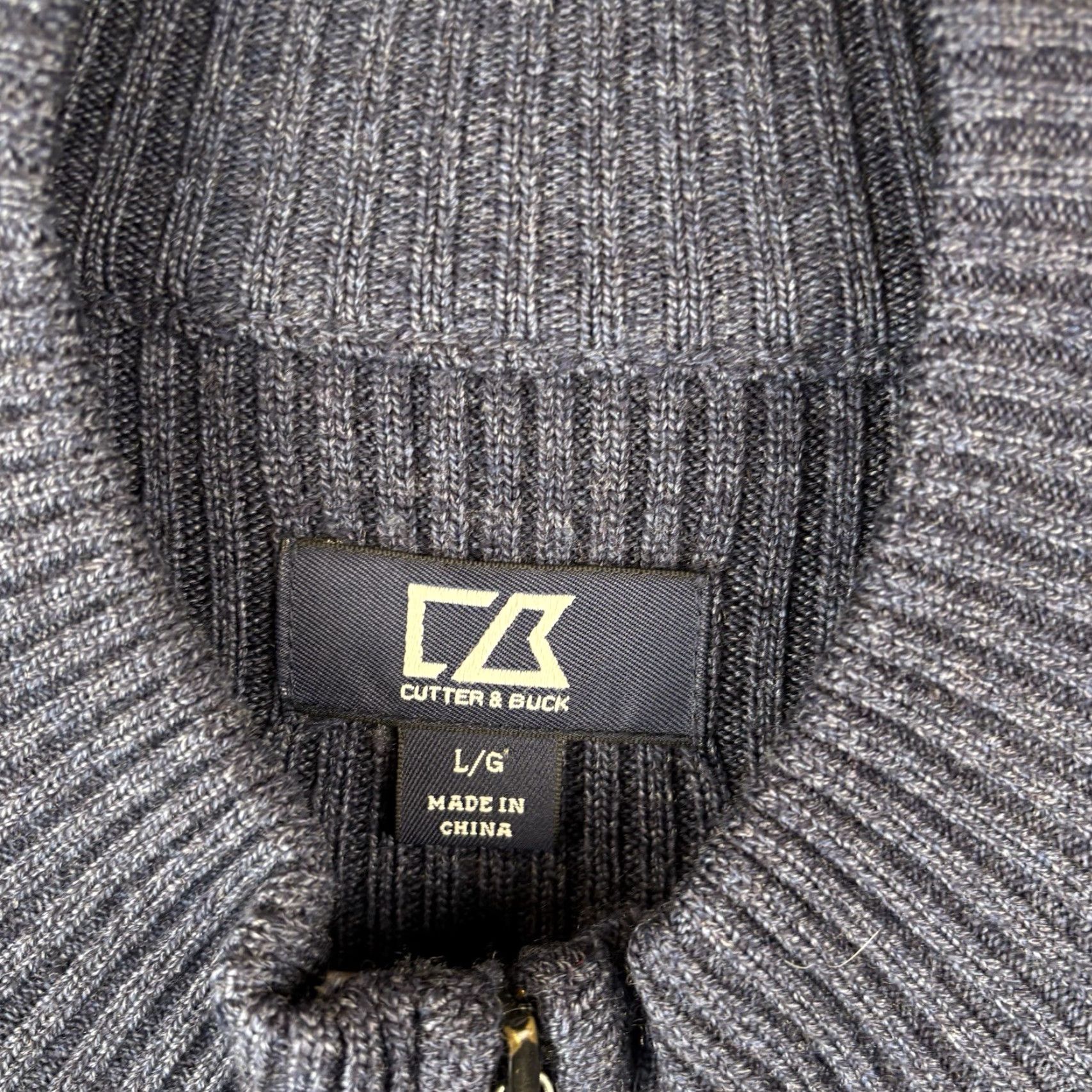 Cutter & Buck Cutter & Buck Sweater Mens Large Navy 100% Merino Wool Cable Knit Heavy Full Zip Mock Neck Pullover Casual Size US L / EU 52-54 / 3 - 4 Thumbnail