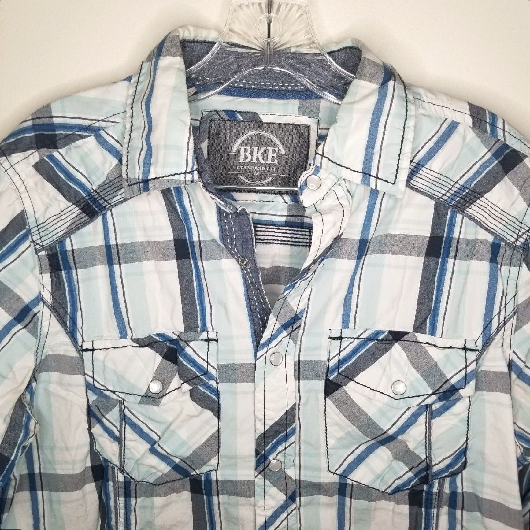 Vintage VINTAGE Buckle BKE Mens Plaid Button-Up Shirt Long Sleeve Size M Blue Standard Fit Size US M / EU 48-50 / 2 - 2 Thumbnail