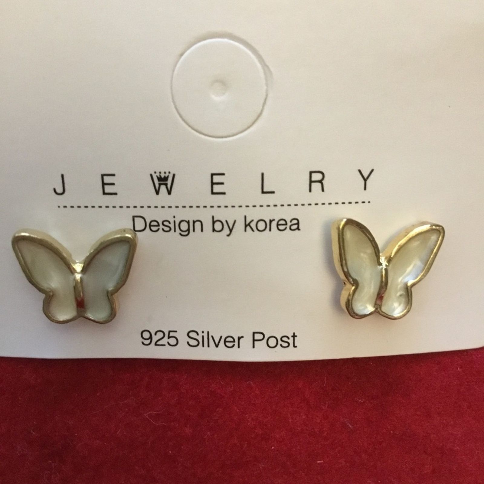 Other Gold & White Butterfly Shaped Stud Earrings Size ONE SIZE - 4 Thumbnail