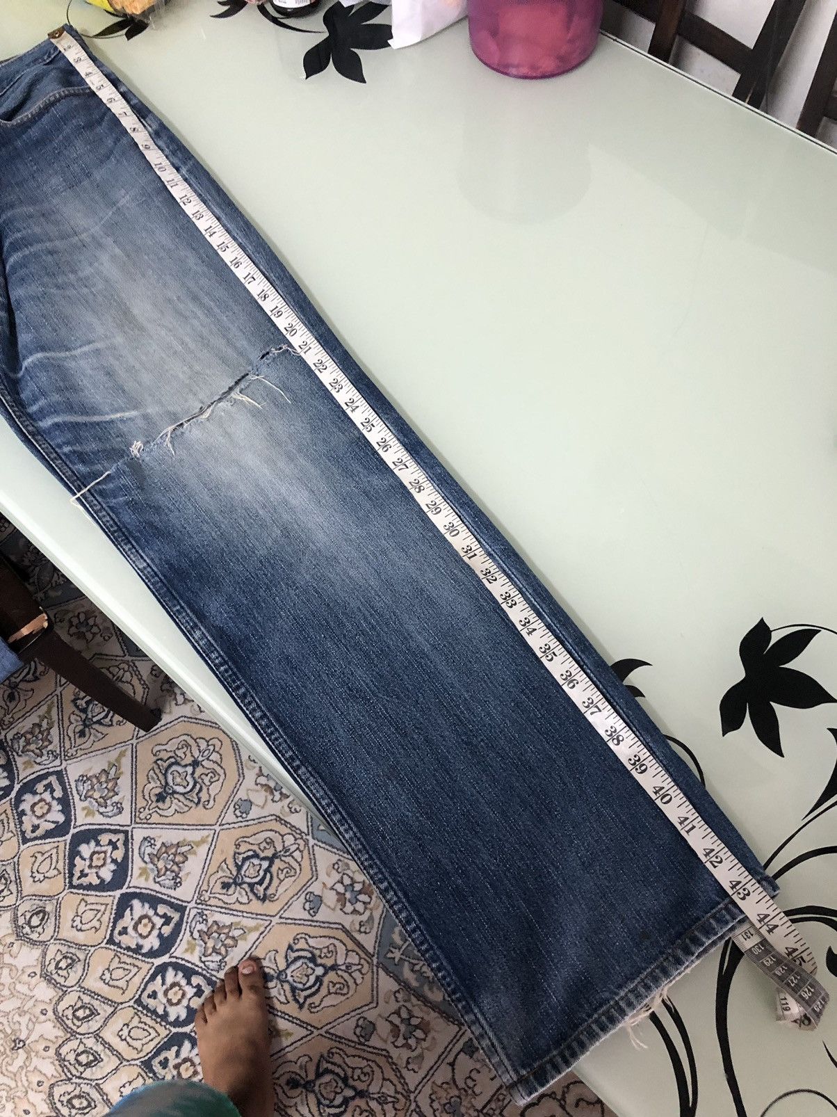 Levi's Vintage Levis 502 Flare Straight Cut Distressed Jeans Size US 37 - 25 Thumbnail