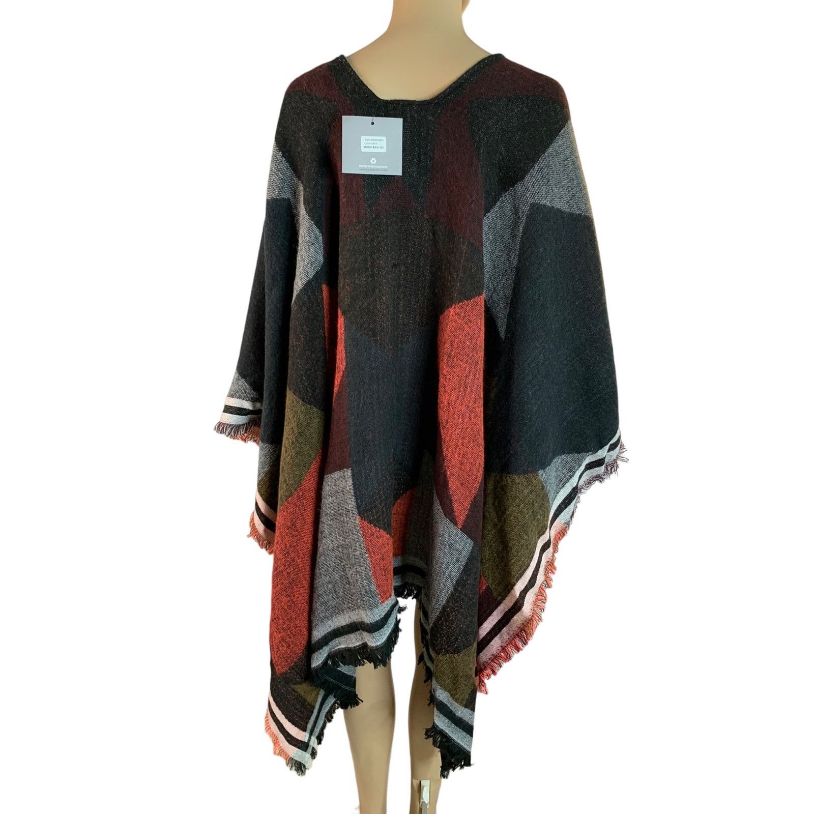 Other Marc New York Poncho Buffalo Plaid Cardigan Tassel & Fringes Size ONE SIZE - 9 Thumbnail